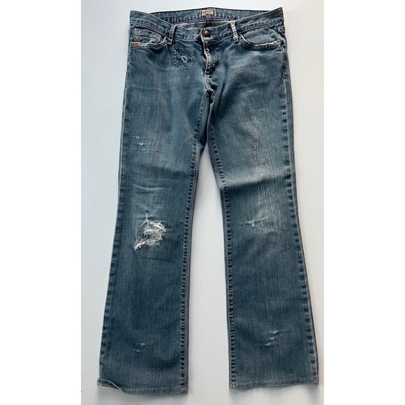 Perfectly Distressed Jeans by GOLDSIGN Womens Bell Bottom Low Rise Blue Jean 28 - Picture 2 of 6